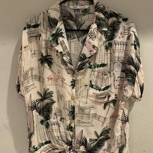 Zara button up print shirt size small